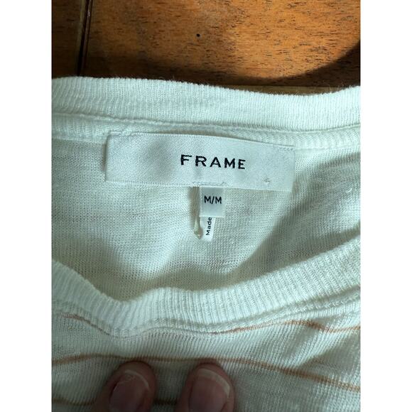 FRAME Stripe Organic Linen Pocket Top Size Medium - Picture 6 of 7